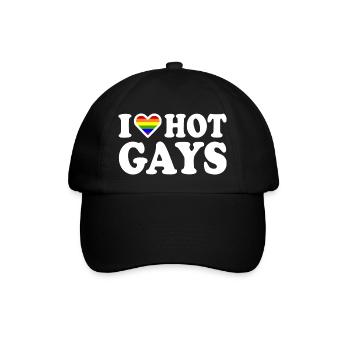 I love hot gays - Baseballkappe - Schwarz/Schwarz - Vorne