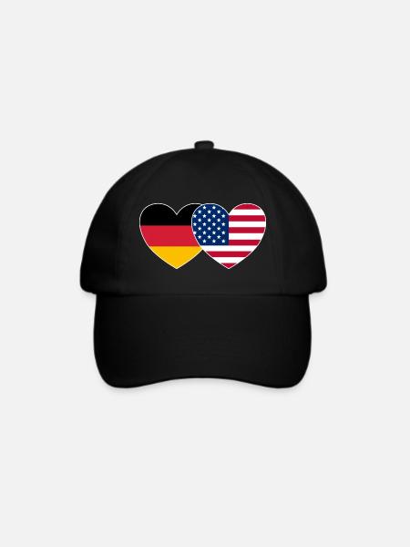 Deutschland USA Flagge Herz - Baseballkappe - Schwarz/Schwarz
