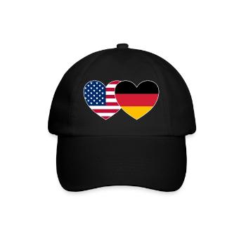 USA Deutschland Flagge Herz - Baseballkappe - Schwarz/Schwarz - Vorne