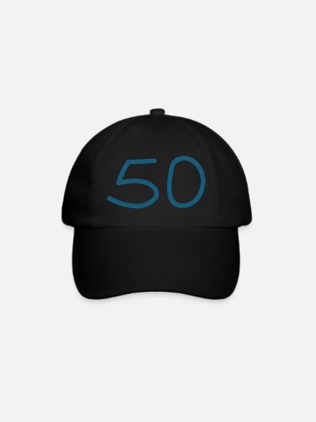 50.Geburtstag fünfzig blaue Zahl - Baseballkappe - Schwarz/Schwarz