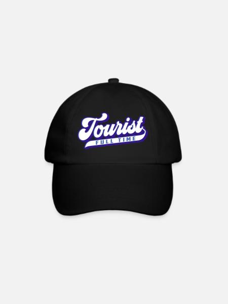Full Time Tourist | Farben änderbar - Baseballkappe - Schwarz/Schwarz