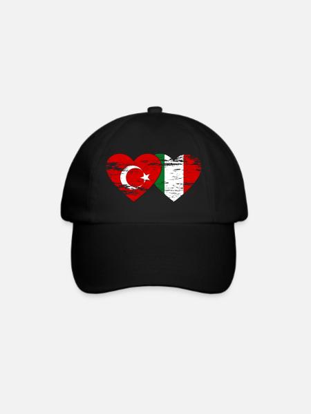 Türkei Italien Flagge Herz used - Baseballkappe - Schwarz/Schwarz