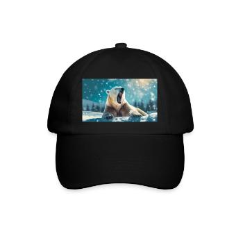 Niedliche Tiere chillen – Eisbär - Baseballkappe - Schwarz/Schwarz - Vorne