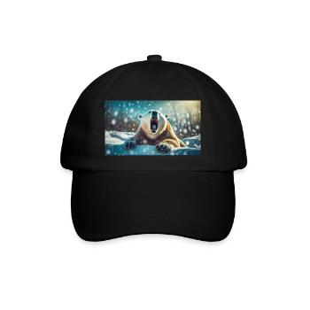 Niedliche Tiere chillen – Eisbär - Baseballkappe - Schwarz/Schwarz - Vorne