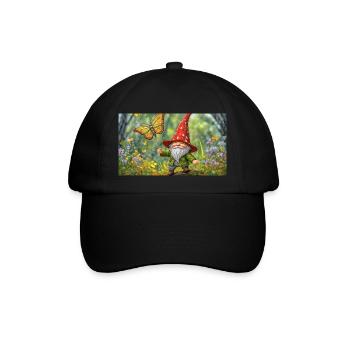 niedliche kleine zwerge alltag fliegender schmetterling - Baseballkappe - Schwarz/Schwarz - Vorne