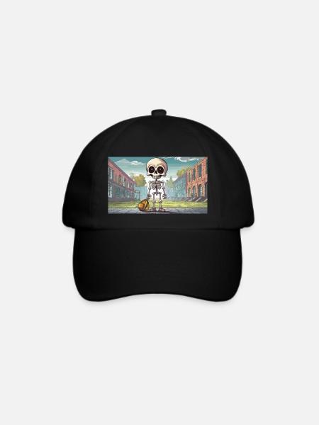 Skelett in der Schule - Junge niedliche kleine Monster - Baseballkappe - Schwarz/Schwarz