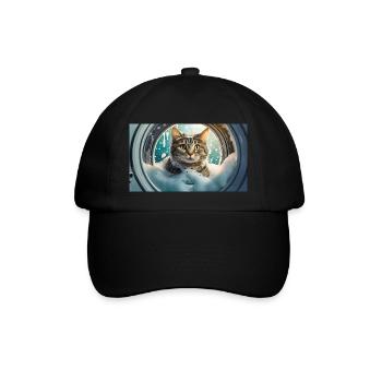 Wortspiel – Katzenwäsche - Baseballkappe - Schwarz/Schwarz - Vorne