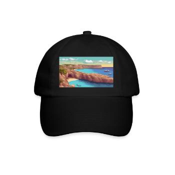 Insel Comino, Malta - Pixel Art - Baseballkappe - Schwarz/Schwarz - Vorne