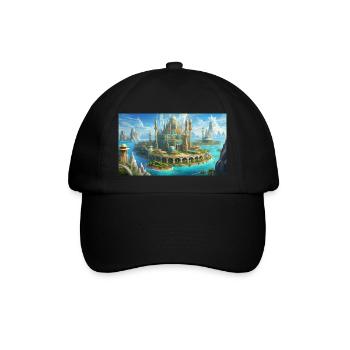 wunderschöne mythische Orte – Atlantis vor dem Untergang - Baseballkappe - Schwarz/Schwarz - Vorne