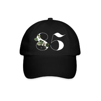 Nummer 85 Blumengrün - 85. Blumengeburtstag - Baseballkappe - Schwarz/Schwarz - Vorne