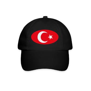 Türkiye Türkische Ovale Flagge - Baseballkappe - Schwarz/Schwarz - Vorne