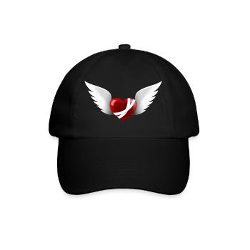 verwundetes Herz mit Flügeln - Baseballkappe - Schwarz/Schwarz - Vorne