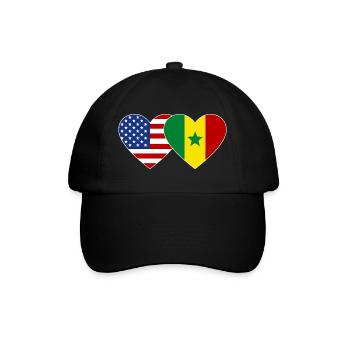 USA Senegal  Flagge Herz - Baseballkappe - Schwarz/Schwarz - Vorne