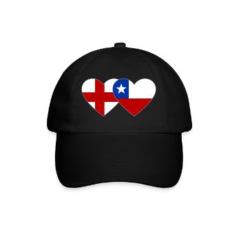 England Chile Flagge Herz - Baseballkappe - Schwarz/Schwarz - Vorne