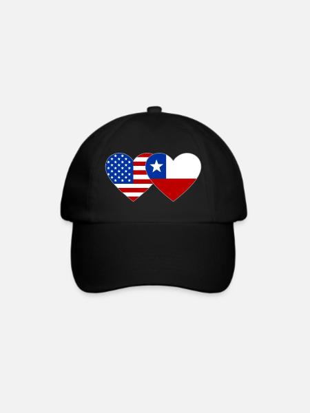 USA Chile Flagge Herz - Baseballkappe - Schwarz/Schwarz