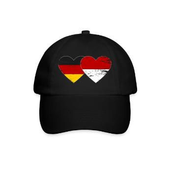 Deutschland Monaco Flagge Herz - Baseballkappe - Schwarz/Schwarz - Vorne