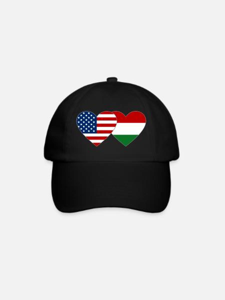 USA Ungarn Flagge Herzform - Baseballkappe - Schwarz/Schwarz
