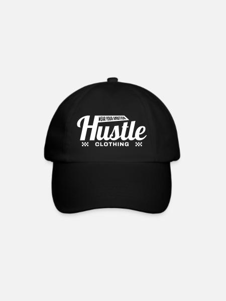 Vintage Hustle Clothing Hoodie – Streetwear Badge - Baseballkappe - Schwarz/Schwarz