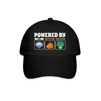 Powered By Rice Chicken Brokkoli - Baseballkappe - Schwarz/Schwarz - Vorne