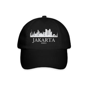 Jakarta Skyline, Jakarta Indonesien - Baseballkappe - Schwarz/Schwarz - Vorne