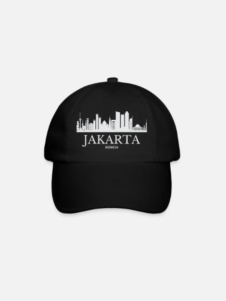 Jakarta Skyline, Jakarta Indonesien - Baseballkappe - Schwarz/Schwarz