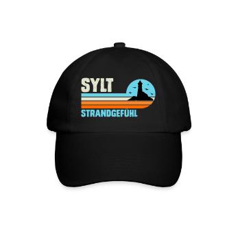 Nordsee Urlaub SYLT STRANDGEFÜHL Lustiges - Baseballkappe - Schwarz/Schwarz - Vorne