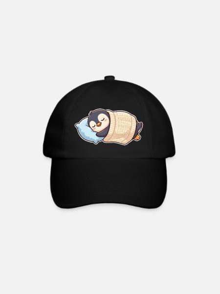 Pinguin Schlafen - Baseballkappe - Schwarz/Schwarz