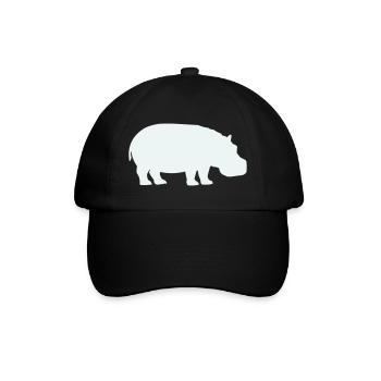 Blauer Hippo Silhouette - Baseballkappe - Schwarz/Schwarz - Vorne