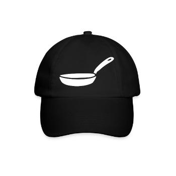 Pfanne Topf kochen Symbol weiß Geschenk Koch  - Baseballkappe - Schwarz/Schwarz - Vorne
