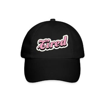 Tired Pink Retro Script Logo - Baseballkappe - Schwarz/Schwarz - Vorne