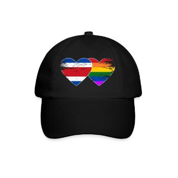 Costa Rica Regenbogen Flagge Herz used - Baseballkappe - Schwarz/Schwarz - Vorne