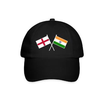 England x Indien kreuzte Freundschaftsflaggen - Baseballkappe - Schwarz/Schwarz - Vorne