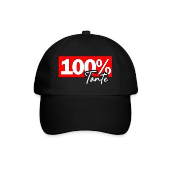 100% Tante Shirtdesign - Baseballkappe - Schwarz/Schwarz - Vorne
