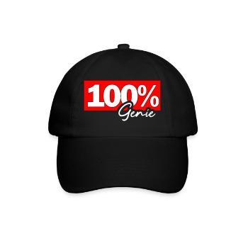 100% Genie – Kraftvoller Schriftzug - Baseballkappe - Schwarz/Schwarz - Vorne