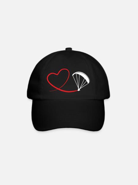 herz gleitschirmflieger Geschenk - Baseballkappe - Schwarz/Schwarz