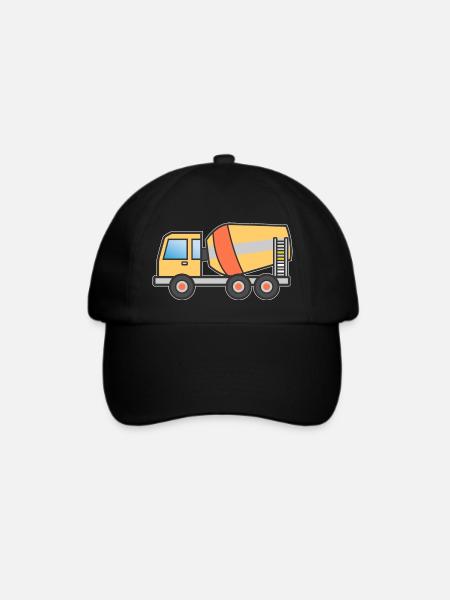 Betonmischer Kipplaster Geschenk Kinder Motiv - Baseballkappe - Schwarz/Schwarz