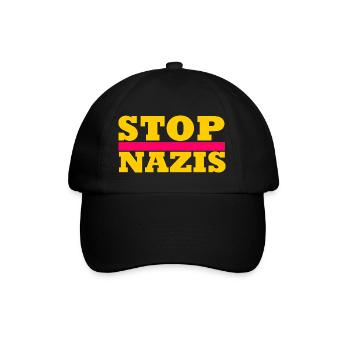 Stop Nazis - Baseballkappe - Schwarz/Schwarz - Vorne