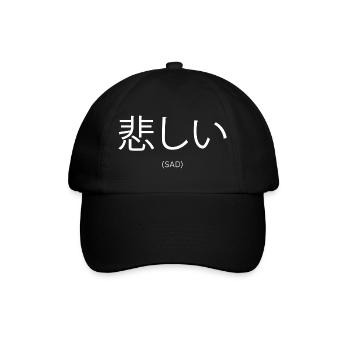 Traurige Manga-Ästhetik - Baseballkappe - Schwarz/Schwarz - Vorne