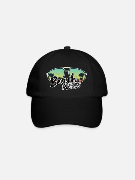 Beach please - Strand Sommer Manner Frauen - Baseballkappe - Schwarz/Schwarz