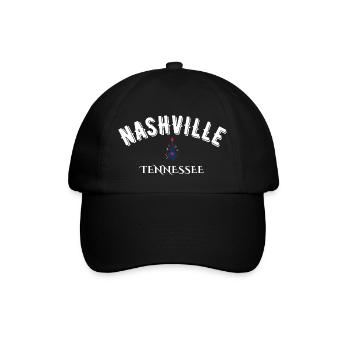Nashville, Tennessee - Baseballkappe - Schwarz/Schwarz - Vorne