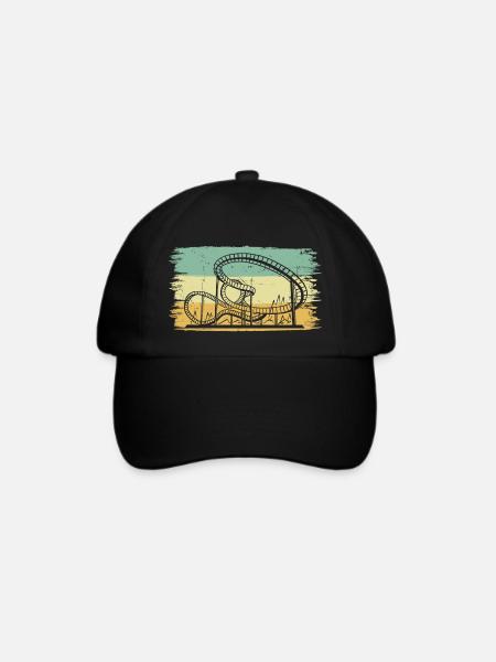 Theme Park Retro Amusement Park Vintage Roller Coa - Baseballkappe - Schwarz/Schwarz