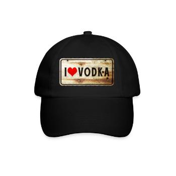 Ich liebe Wodka Vintage Schild - Baseballkappe - Schwarz/Schwarz - Vorne