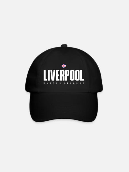 Liverpool Fetter Blocktext - Baseballkappe - Schwarz/Schwarz