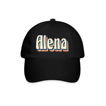 Alena Retro Vintage T-Shirt T-Shirt Geschenkidee - Baseballkappe - Schwarz/Schwarz - Vorne