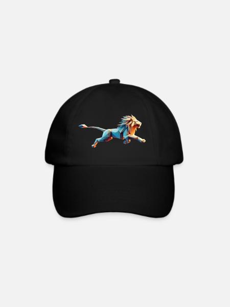 Ausführen von Lion Origami Geometric 3D - Baseballkappe - Schwarz/Schwarz