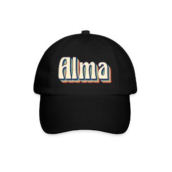 Alma T-Shirt Retro Vintage T-Shirt Geschenkidee - Baseballkappe - Schwarz/Schwarz - Vorne