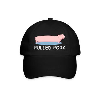 Pulled Pork | Schwein, Grill, Party, Fleisch - Baseballkappe - Schwarz/Schwarz - Vorne