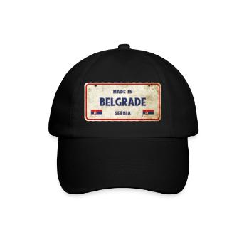 Belgrad Serbien Vintage Schild - Baseballkappe - Schwarz/Schwarz - Vorne