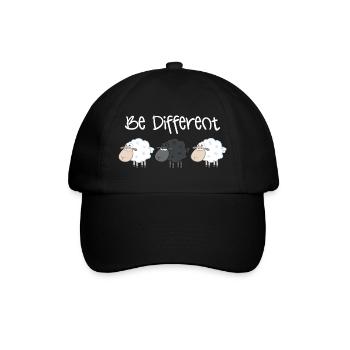 Schwarzes Schaf Be Different Geschenk Weihnachten - Baseballkappe - Schwarz/Schwarz - Vorne