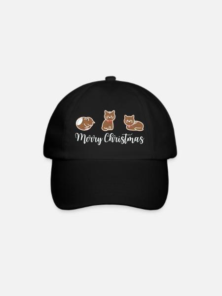 Lebkuchen Katzen wünschen frohe Weihnachten - Baseballkappe - Schwarz/Schwarz